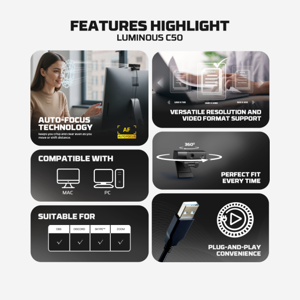 Web kamera Fantech C50 Luminous crna - 223247