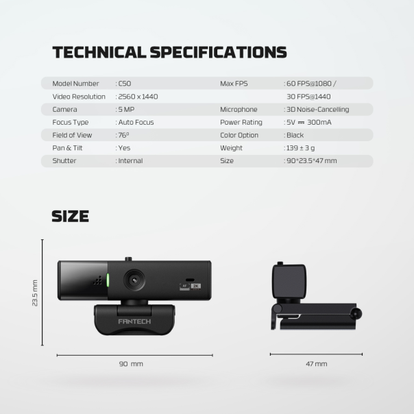 Web kamera Fantech C50 Luminous crna - 223247
