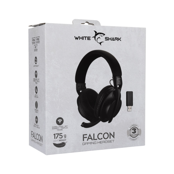 White Shark HEADSET GH-2441 FALCON Black,Wireless - WS505050