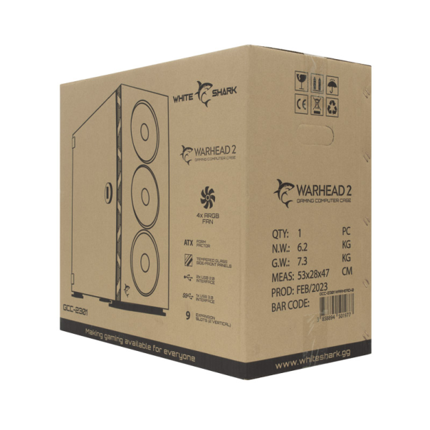 White Shark KUCISTE GCC 2301 WARHEAD 2, 4 Fans BLACK - WS501977