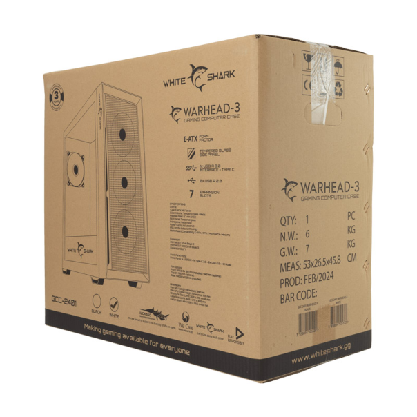 White Shark KUCISTE GCC 2401 WARHEAD-3 WHITE 4 Fans - WS505333
