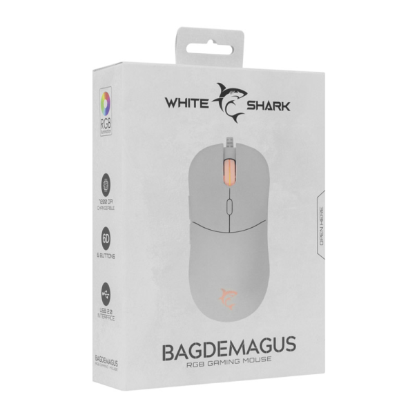 White Shark MIŠ GM 5010 BAGDEMAGUS Beli / 7.200 dpi - WS502134