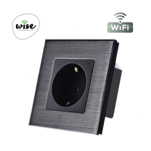 Wise Wifi pametna utičnica, ugradna - aluminijumski panel krem WU0012 - PMK000024A00000