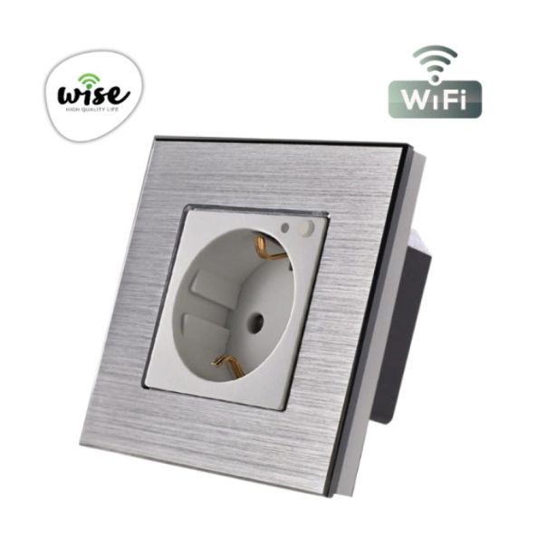 Wise Wifi pametna utičnica, ugradna - aluminijumski panel krem WU0012 - PMK000024A00000