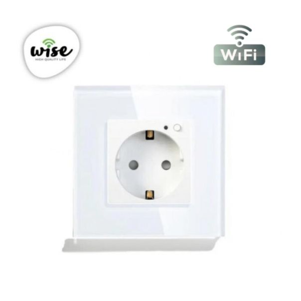 Wise Wifi pametna utičnica, ugradna - stakleni panel krem WU0002 - PMK000022A00000