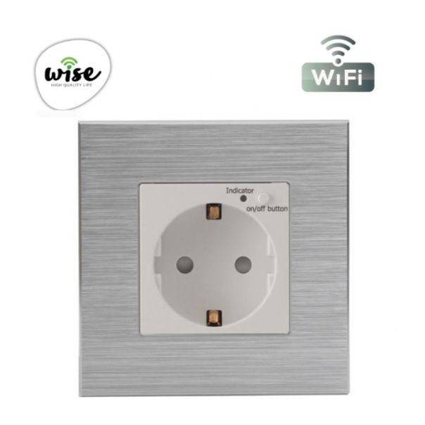Wise Wifi pametna utičnica, ugradna - aluminijumski panel krem WU0012 - PMK000024A00000