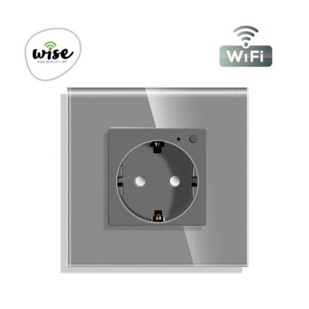 Wise Wifi pametna utičnica, ugradna - stakleni panel krem WU0002 - PMK000022A00000