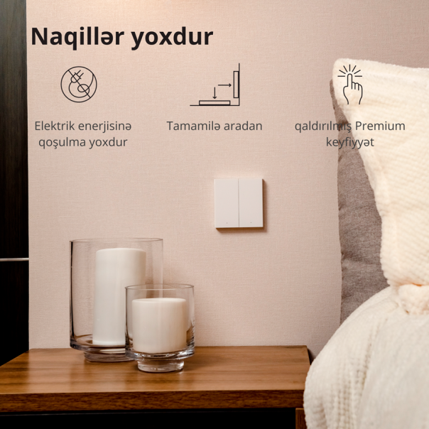 AQARA Pametni zidni prekidač WRS-R02 H1 Wireless dupli (bez neutralnog konduktora) - WRS-R02