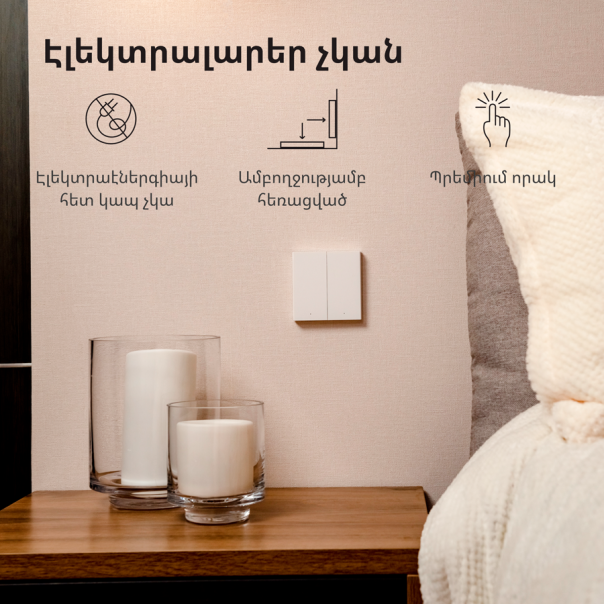 AQARA Pametni zidni prekidač WRS-R02 H1 Wireless dupli (bez neutralnog konduktora) - WRS-R02