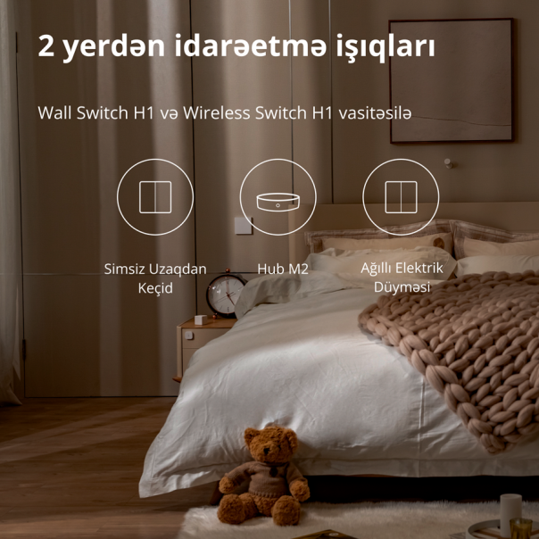 AQARA Pametni zidni prekidač WRS-R02 H1 Wireless dupli (bez neutralnog konduktora) - WRS-R02