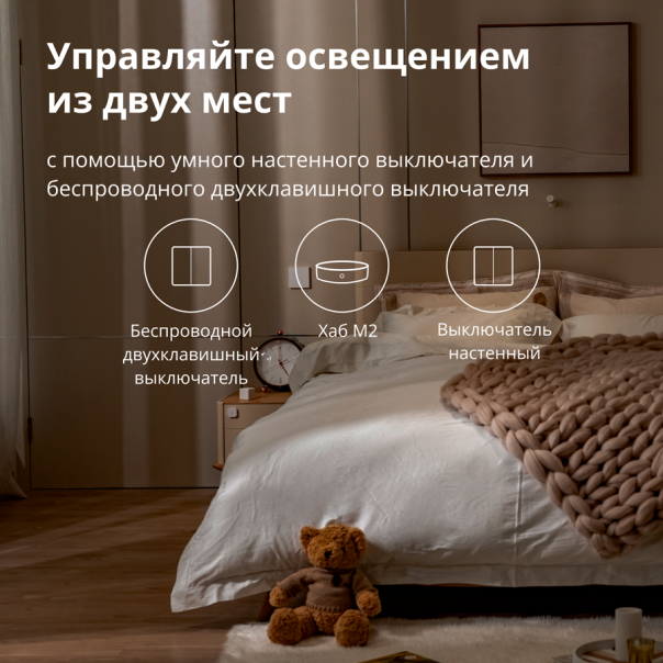 AQARA Pametni zidni prekidač WRS-R02 H1 Wireless dupli (bez neutralnog konduktora) - WRS-R02