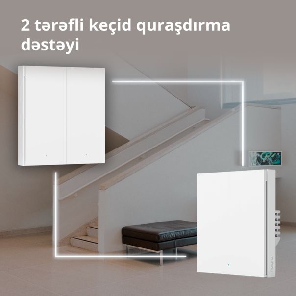 AQARA Pametni zidni prekidač WRS-R02 H1 Wireless dupli (bez neutralnog konduktora) - WRS-R02