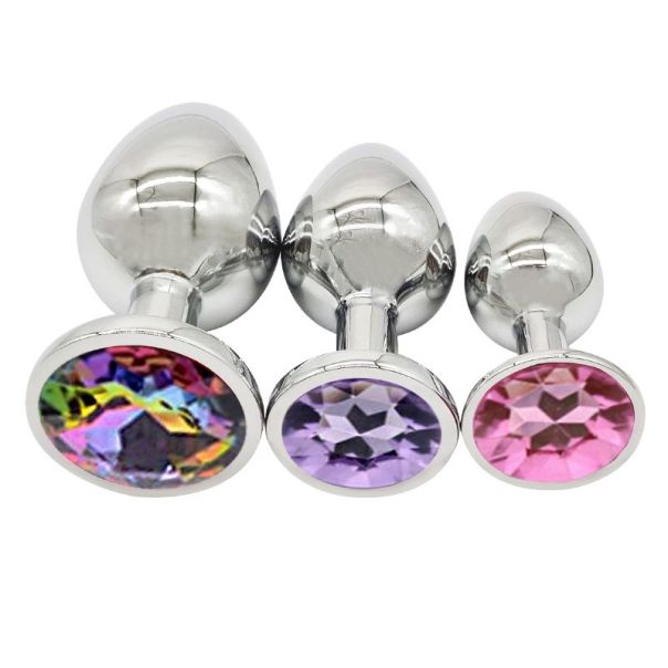 Metalni analni butt plug sa kristalom - set u veličinama S,M,L - EP3175161