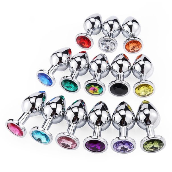 Metalni analni butt plug sa kristalom - set u veličinama S,M,L - EP3175161