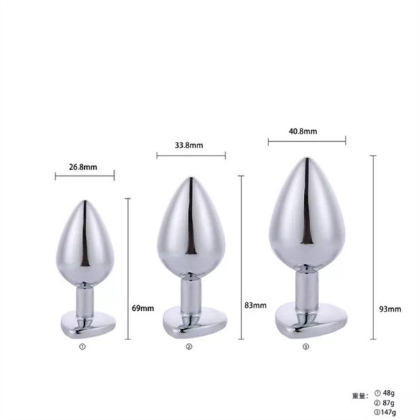 Metalni analni butt plug sa bazom u obliku srca   VELIČINA L - EP3175434