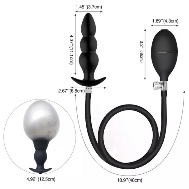 Silikonski naduvavajući analni butt plug (podesiv) - EP3175206
