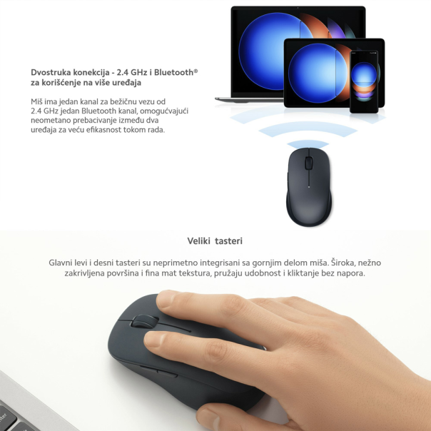 Xiaomi Mi DualMode wireless miš 2 Silent edition beli - 222749