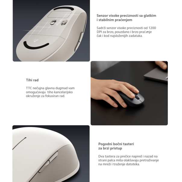 Xiaomi Mi DualMode wireless miš 2 Silent edition beli - 222749