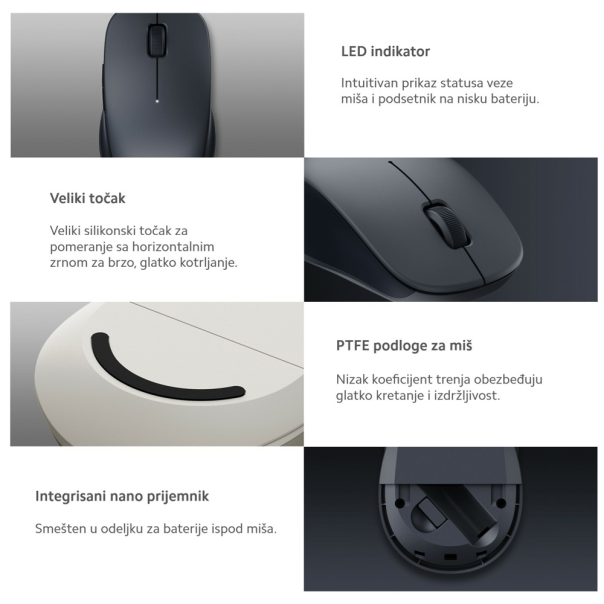 Xiaomi Mi DualMode wireless miš 2 Silent edition crni - 222750