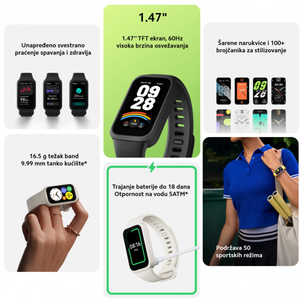 XIAOMI Fitnes narukvica Smart Band 9 Active, roza - 268500