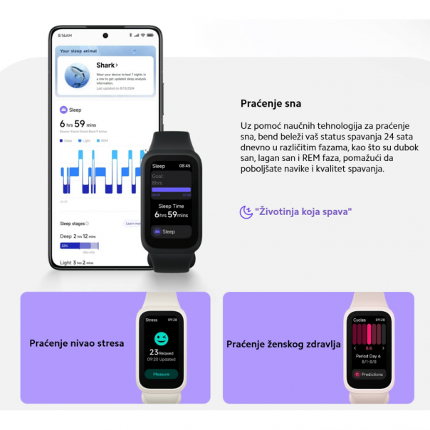 XIAOMI Fitnes narukvica Smart Band 9 Active, roza - 268500