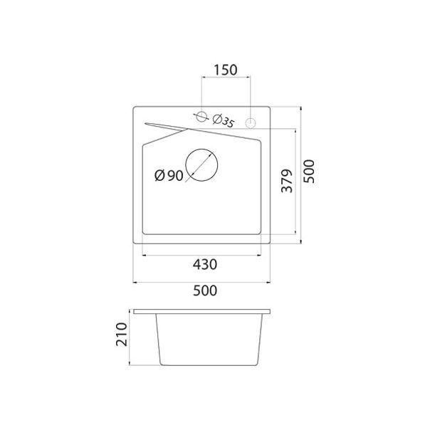 METALAC INKO Sudopera X Granitna Linea 50 fi sifona 90 šampanj - 189158-1