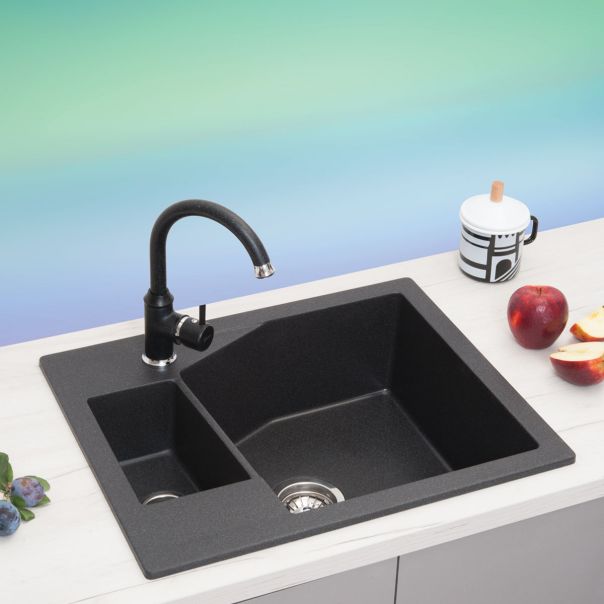 METALAC INKO Sudopera X Granitna Linea M 1.5D 620×500 fi sifona 90 crna - 192041-1