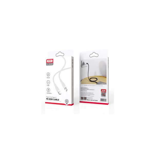 XO Kabl NB208B Silikonski Type-C na Type-C 60 W, bela - 21059-1-1