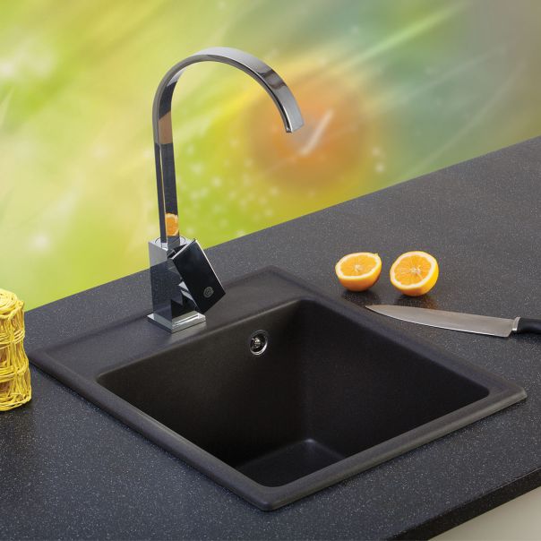 METALAC INKO Sudopera XGranitna Quadro 40 400x500 fi 90 sa sifonom crna - 152981