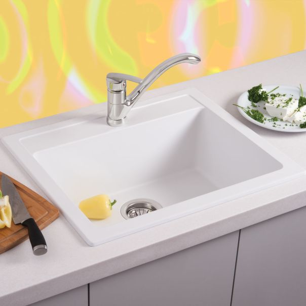 METALAC INKO Sudopera XGranitna Quadro 60 600x500 fi 90 sa sifonom bela - 161968