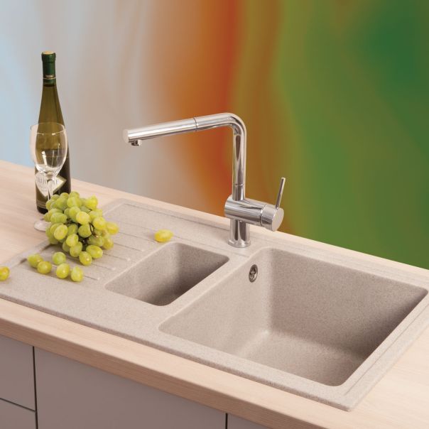 METALAC INKO Sudopera XGranitna Quadro Plus 1.5D 780x500 fi 90 sa sifonom bež - 158551