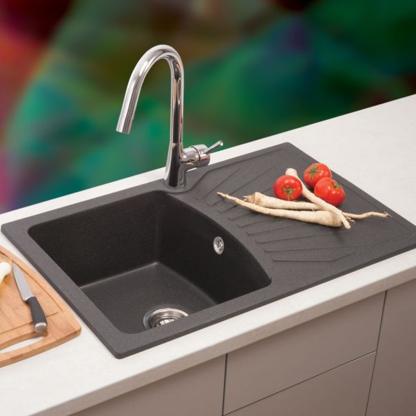 METALAC INKO Sudopera XGranitna Quadro Plus 770x500 fi 90 sa sifonom crna - 137410