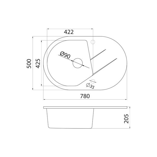 METALAC INKO Sudopera X Granitna Vesta Plus 780×500 fi sifona 90 grafit - 372999