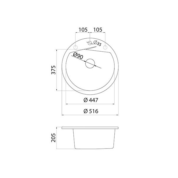 METALAC INKO Sudopera X Granitna Vesta Ø520 fi sifona 90 šampanj - 188619