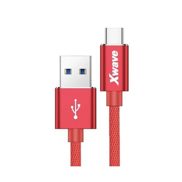 XWAVE Kabl USB Type C, 3A ALU, pleteni, 2m, crvena - 1280095