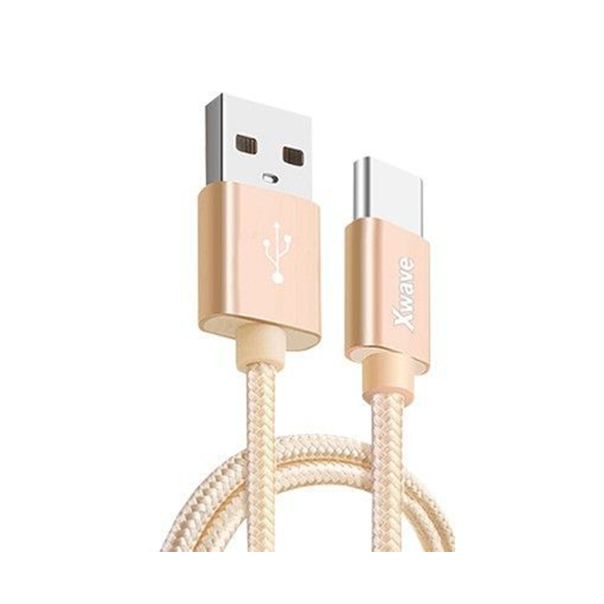 XWAVE Kabl USB Type C ,3A ALU pleteni, 2m, zlatna - 1280096