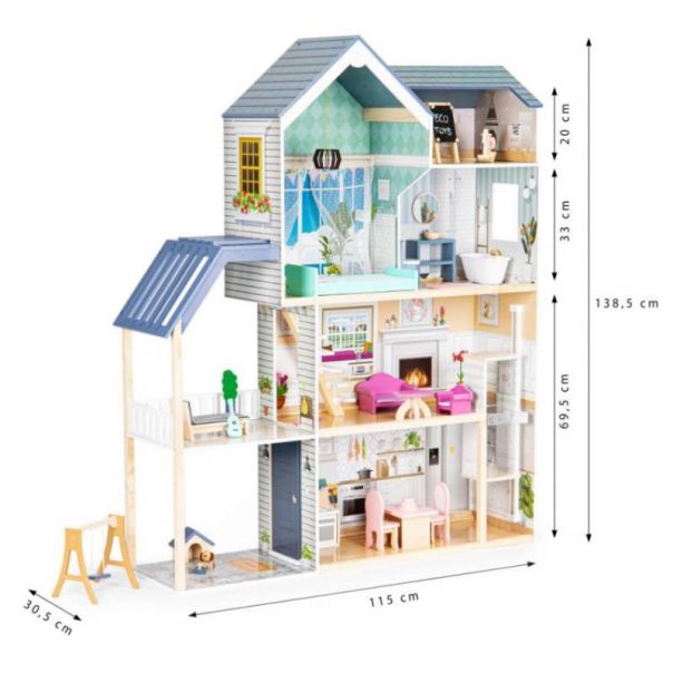 ECO TOYS Drvena kućica za lutke Maya Residence XXL - 8101