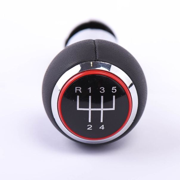 888 CAR ACCESSORIES Audi A3 2003-2012 ručica menjača kozna 5 brzina crveni krug - YCGK060A-5