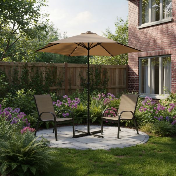 eHomeGarden Suncobran sa LED solarnim svetlom  2.7m - YX-GU02