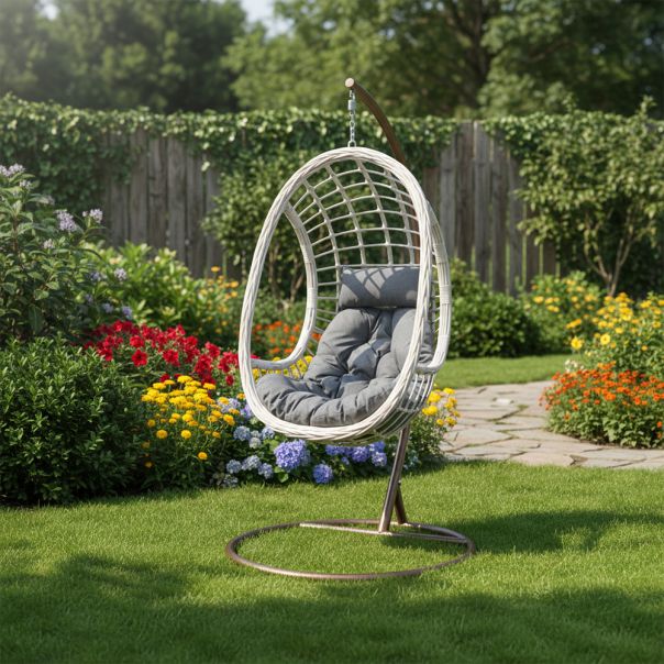 eHomeGarden Ljuljaška jaje bež/siva - YX-SC011JX