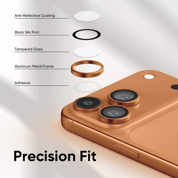 Zaštita kamere XMART za iPhone 17 Pro/ 17 Pro Max narandžasto - 622039