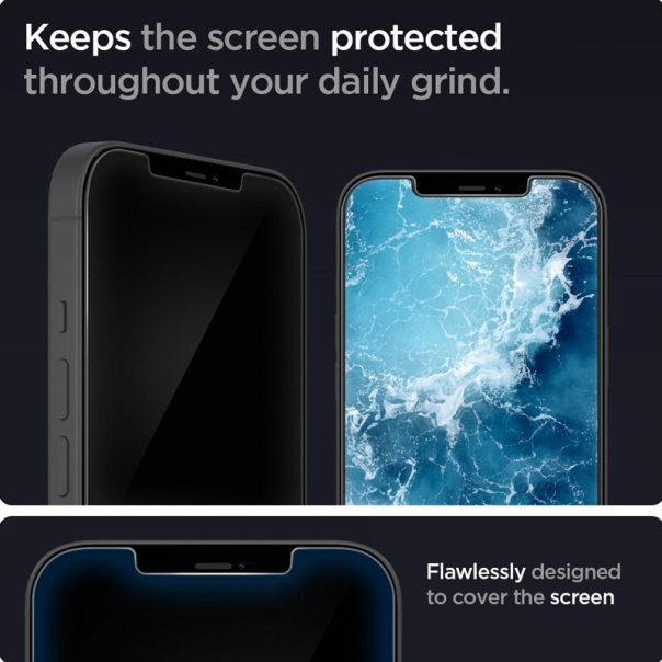 Zaštitno staklo za iPhone 12/ 12 Pro crno Hartowane Spigen.tR slim HD - AGL01512