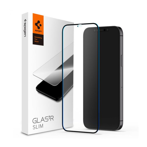 Zaštitno staklo za iPhone 12/ 12 Pro crno Hartowane Spigen.tR slim HD - AGL01512