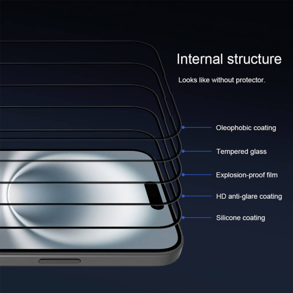 Zaštitno staklo za iPhone 16 crno Nillkin 3D CP+ MAX - 615378