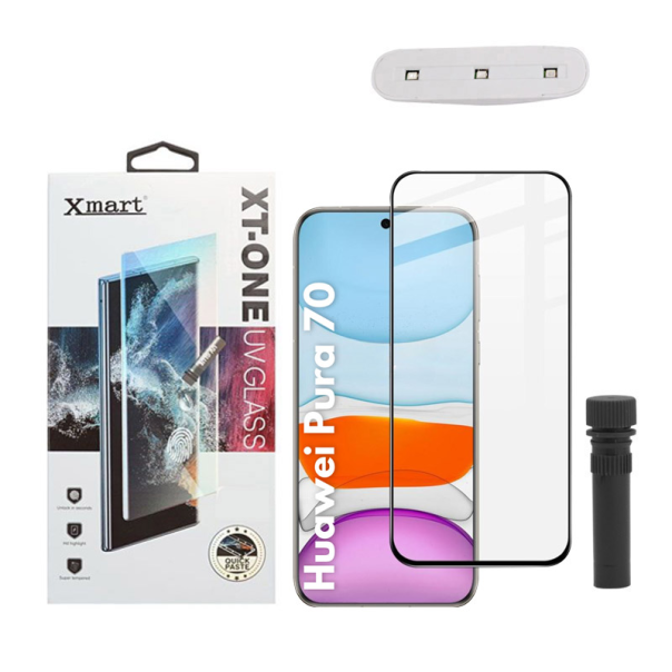Zaštitno staklo za Huawei PURA 70 Pro XMART UV Glue Full Cover + lampa - 613465