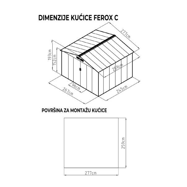 ZEN GARDEN Metalna baštenska kućica Ferox - B, tamno siva - EP3081219