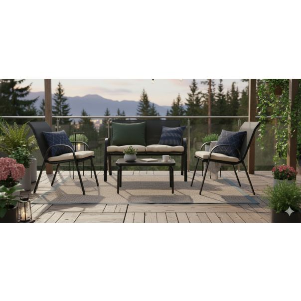 ZEN GARDEN Baštenska garnitura Lagos, crna - ZG 031050