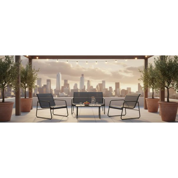 ZEN GARDEN Baštenska garnitura Luna, crna - ZG 031053