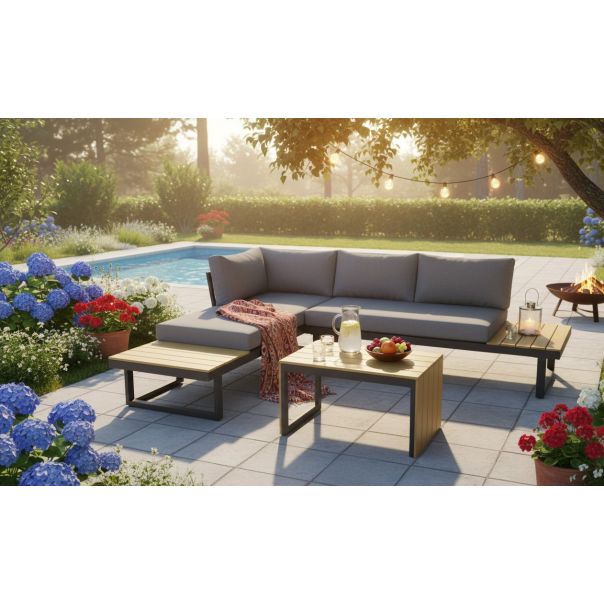 ZEN GARDEN Baštenska garnitura Solara, siva/natur - ZG 031212