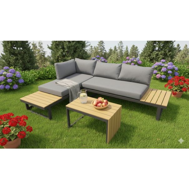 ZEN GARDEN Baštenska garnitura Solara, siva/natur - ZG 031212